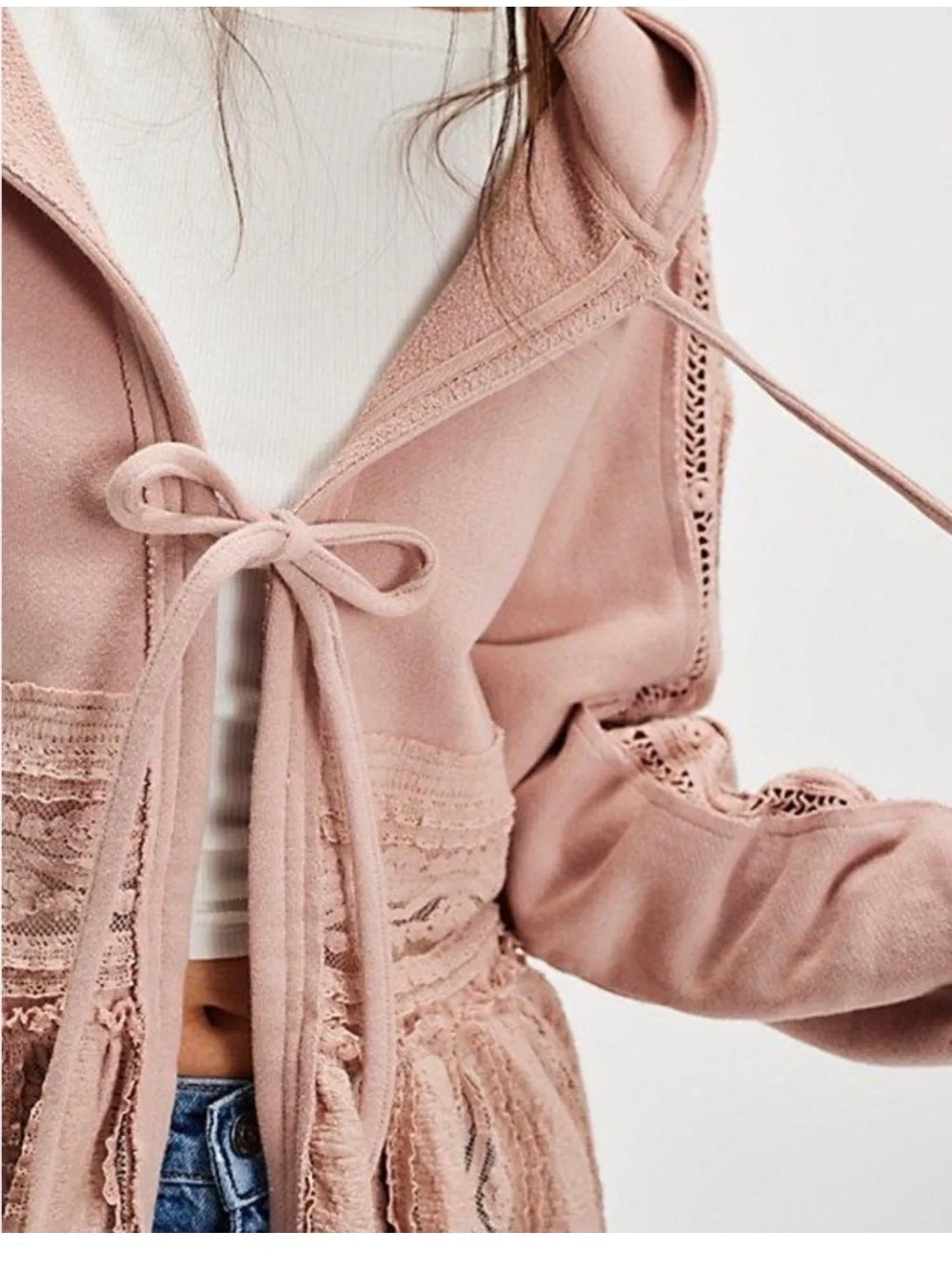 NWT New Free People Candy Lace Sweatshirt Size Large